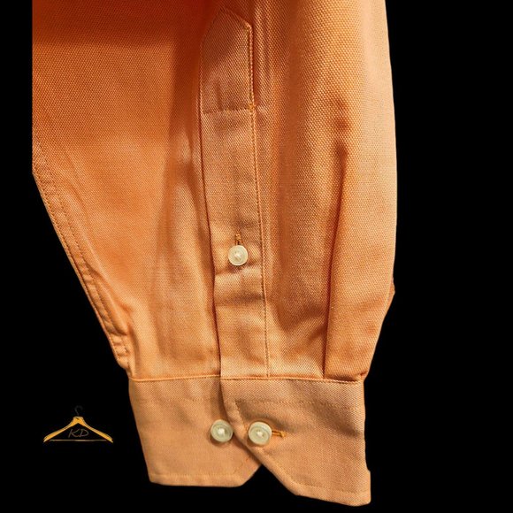 Damon Dri-Tech Dress Shirt Size 18-32/33 Pastel Orange Oxford Cloth - Picture 4 of 6